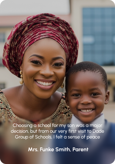 Smiling mother and son on school campus